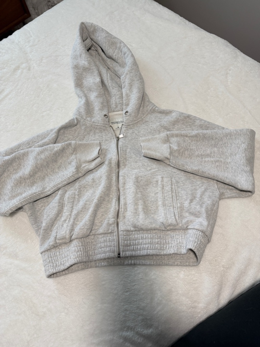 Light Gray Zip-Up cropped Hoodie Jacket